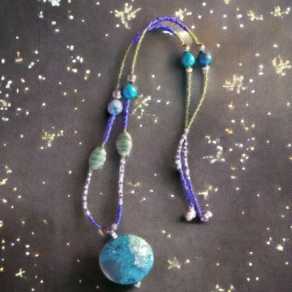 Genuine Turquoise Hand Crafted Beaded Necklace - Picture 6 of 6